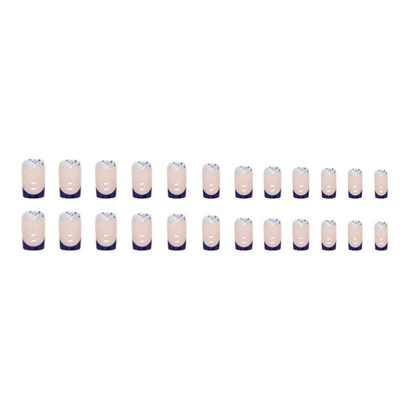Wholesale Flash Medium Length Denim Blue Nail Stickers